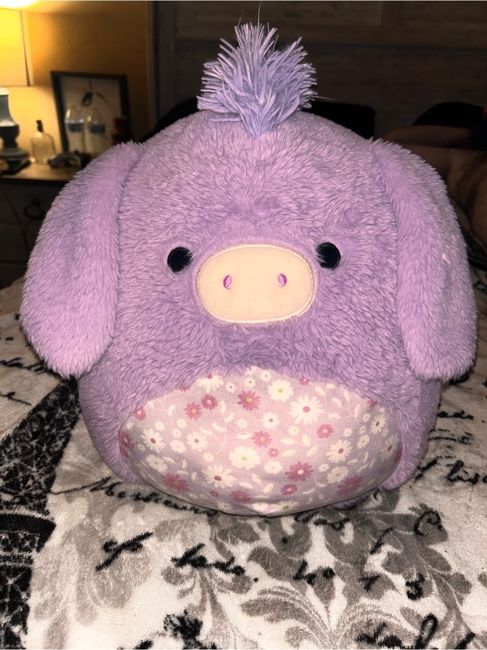 Squishmallows Purple Floral Belly Plush Pig